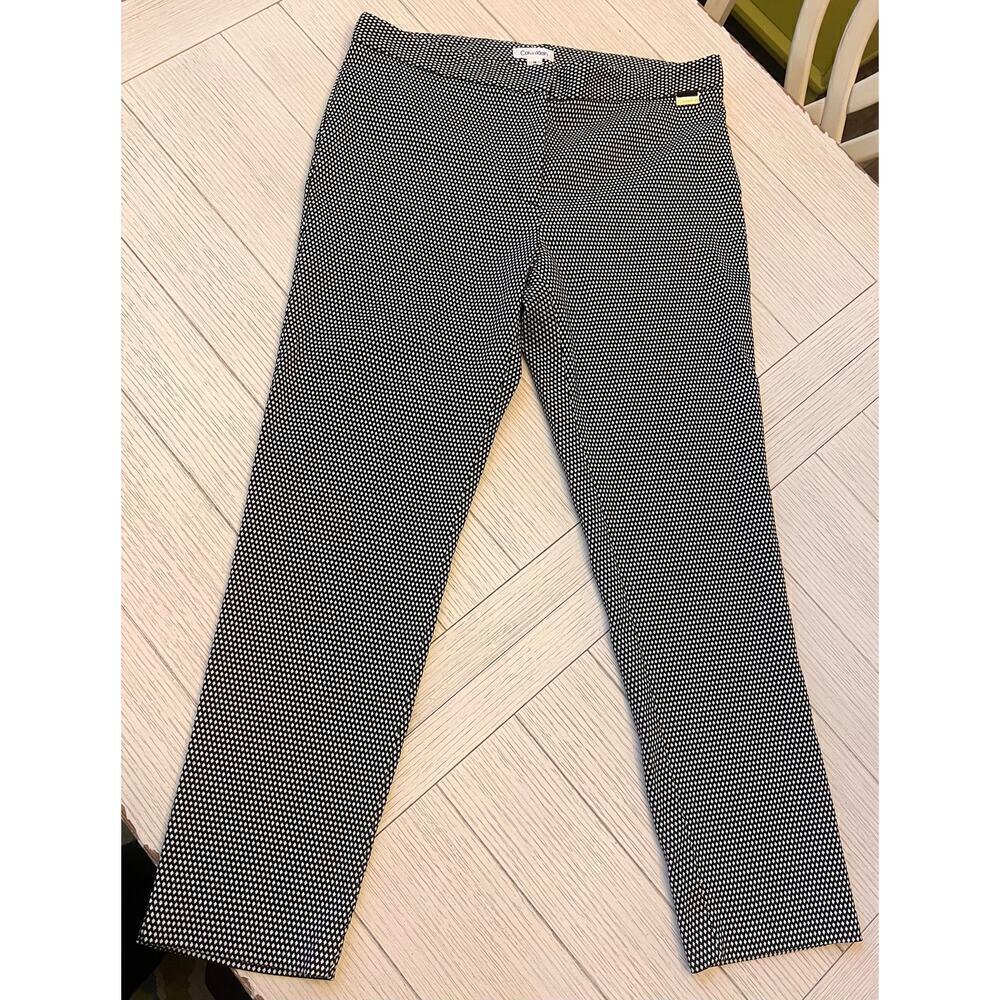 Calvin Klein women's black & white print straight leg ankle pants. Size 14.